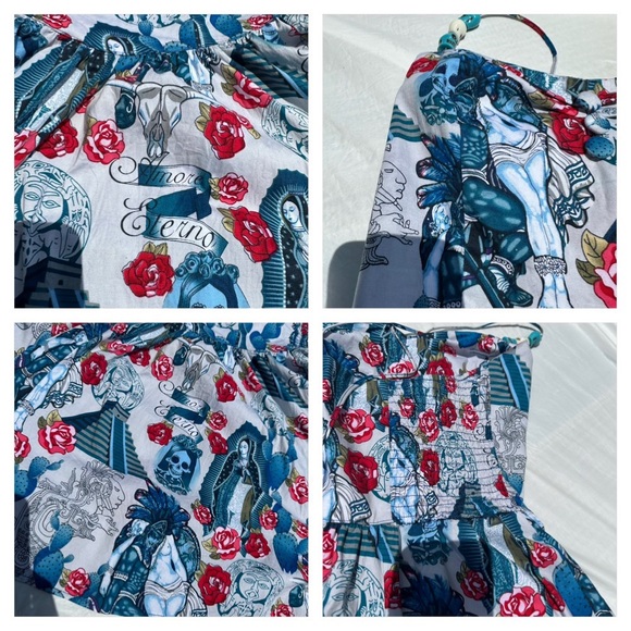 Hell Bunny Amor Eterno (Eternal Love) white,blue,red spaghetti strap dress Sz S - Picture 16 of 16